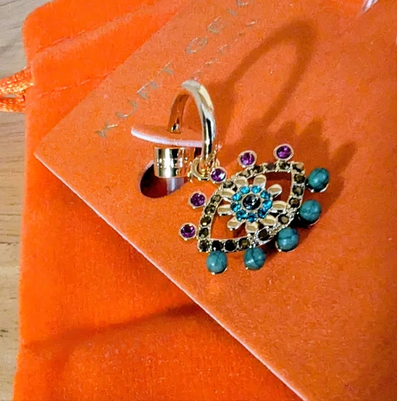 NWT Kurt Geiger Gold and Multicolor Gemstone Evil Eye Earrings - Picture 3 of 4